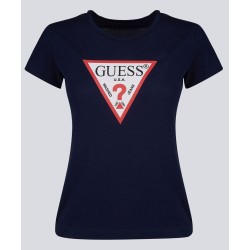 Guess Playera negra con logotipo estampado