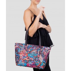 Pineda Covalin Bolso tote negro con rojo Kuuch Quetzalcóatl