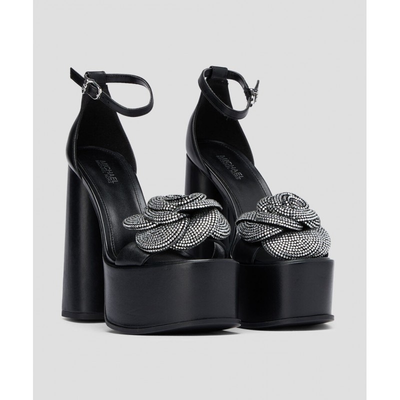 Michael Kors Zapatillas con pulsera con tacón alto cuadrado en piel Michael Kors Zapatillas con pulsera con tacón alto cuadrado en piel