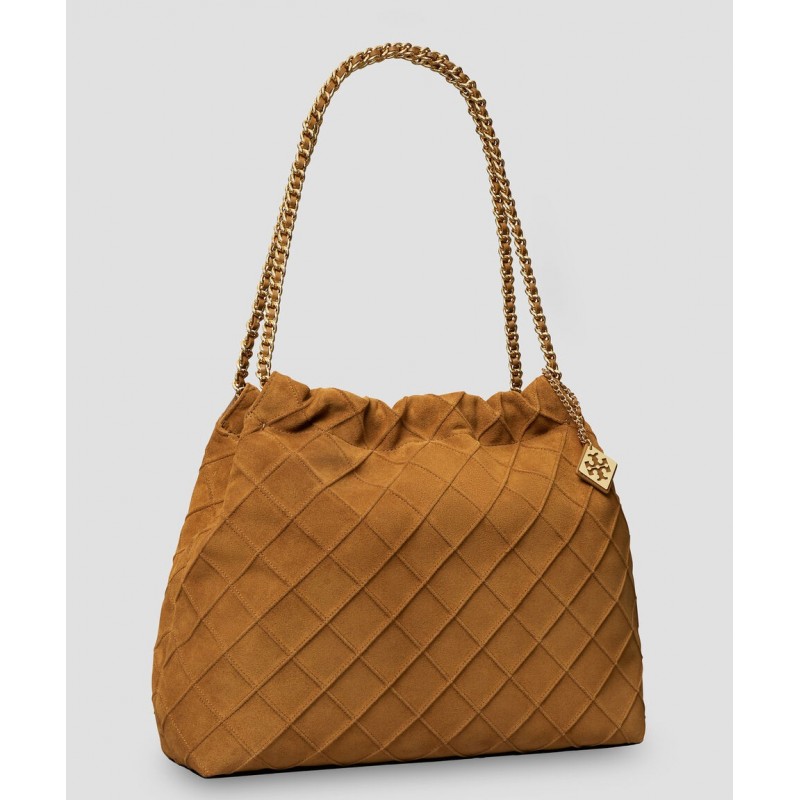Tory Burch Bolsa Hobo Fleming Soft Distressed en piel beige