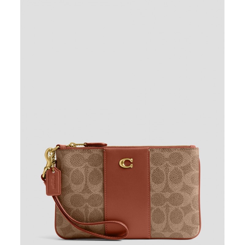 COACH Bolsa Mini wristlet café estampada COACH Bolsa Mini wristlet café estampada